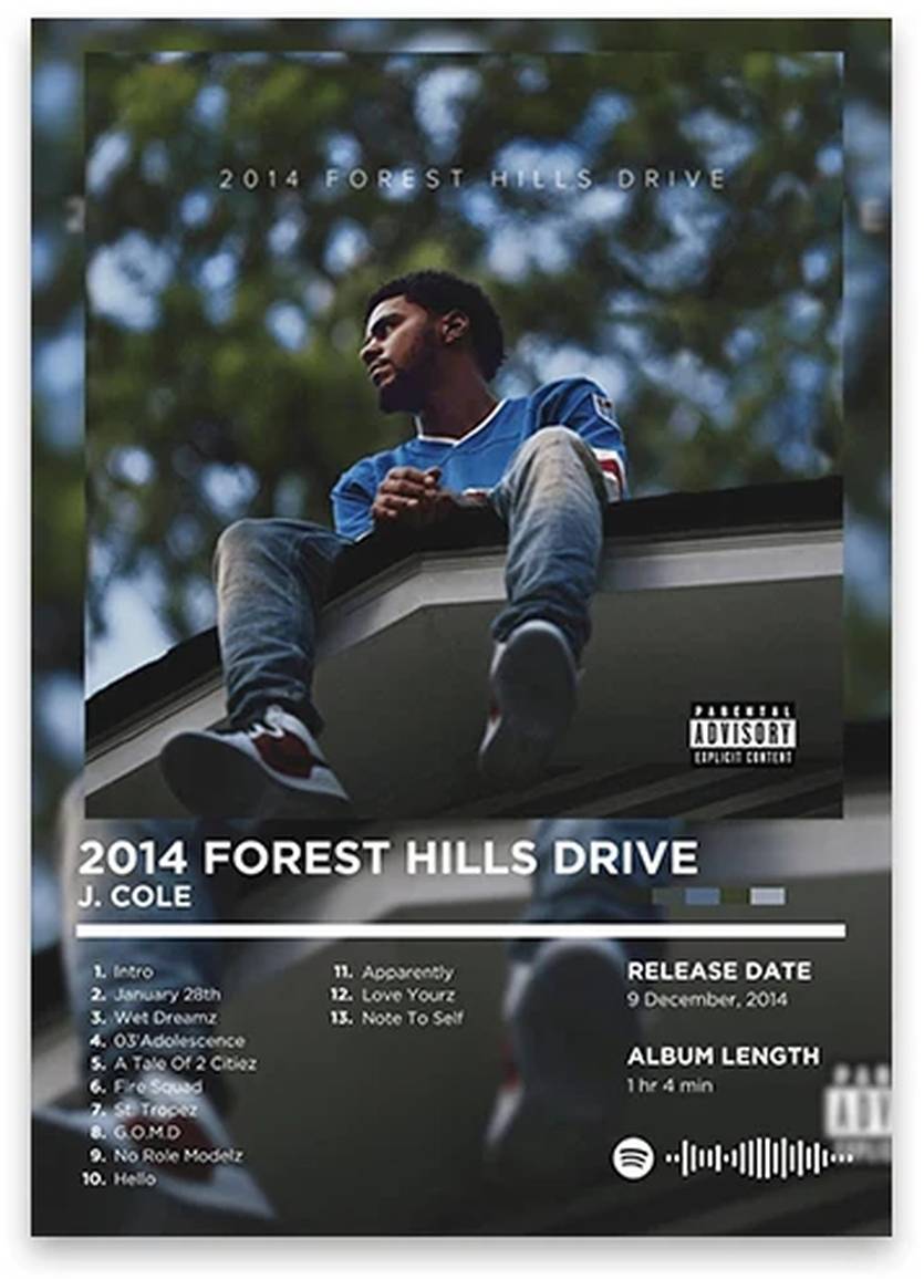 J. Cole | 2014 Forest Hills Drive | Iconic Album Cover Poster | Hip Hop Art | Rhyme Legends Series | Home Wall Decor