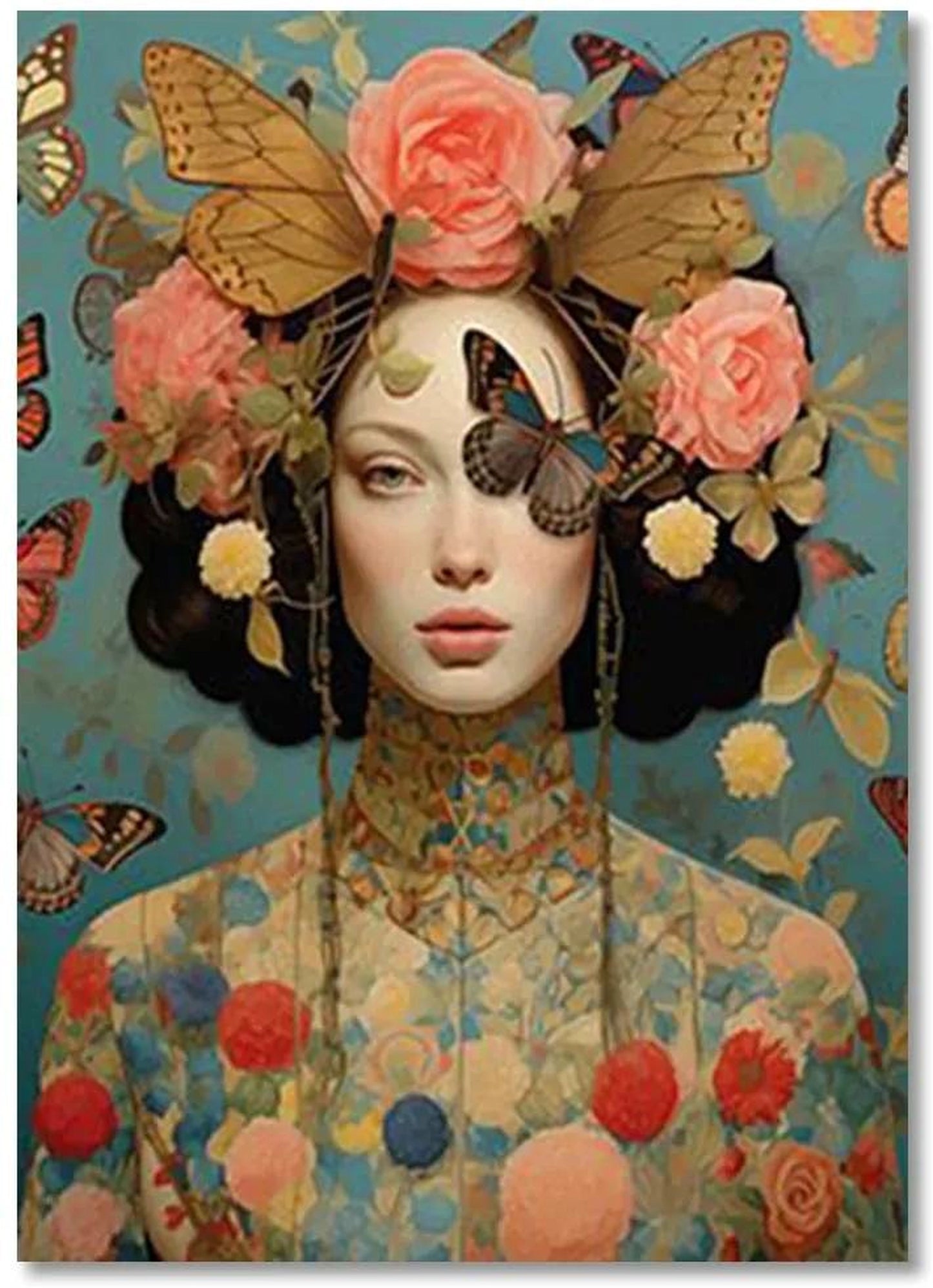 Enchanting Floral Female Art | Whimsical Garden | Flower Hat Poster | A Woman's Nature Decor