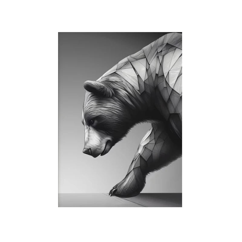 Stock Market Bull Bear Market Abstract Animal Art Poster and Prints Modern Art Canvas Painting For Office Living Room Home Decor