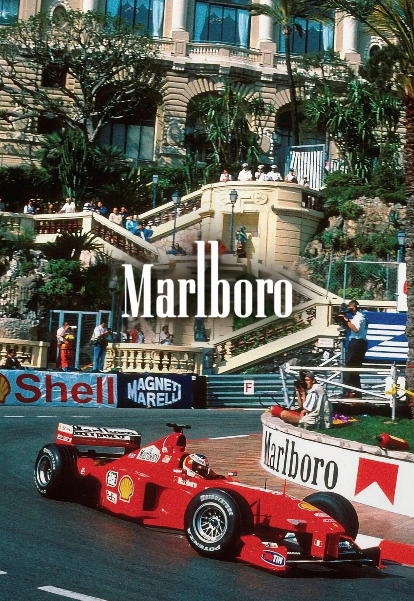 Vintage-Formel-1-Poster | Rennkunst zum Grand Prix von Monaco | 1998 Ferrari F300 Tribut | Michael Schumacher-Display