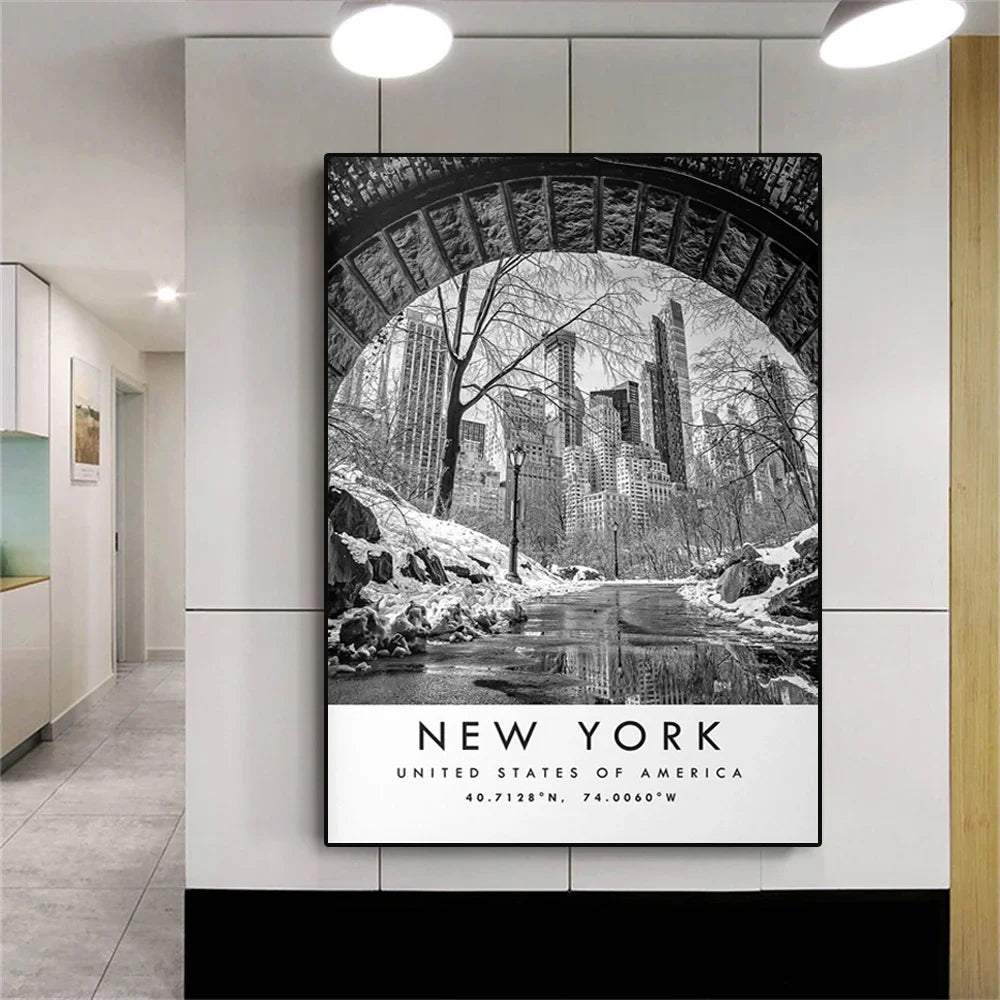 Winter Wonderland | Central Park Bridge Poster | New York City Scenic Art | USA Landscape