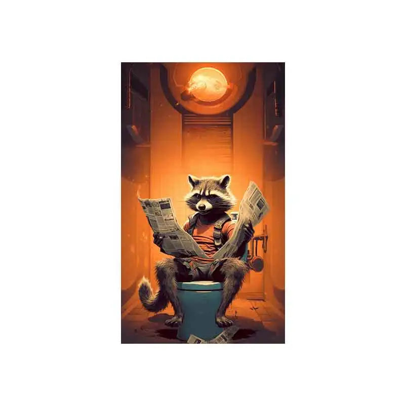 Marvel Superhero Bathroom Wall Art | Spiderman Cartoon Poster | Comic Canvas Decoration | Pop Art Decor | Funny Toilet Newspaper Reading | Room Decor