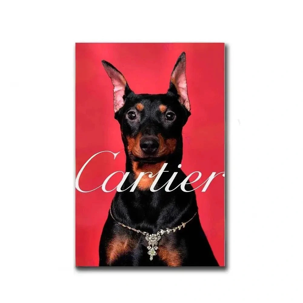 Cartier | Dachshund Photoshoot Poster | Red Silhouettes | Skylines of Paris | Fashion Legend Tribute