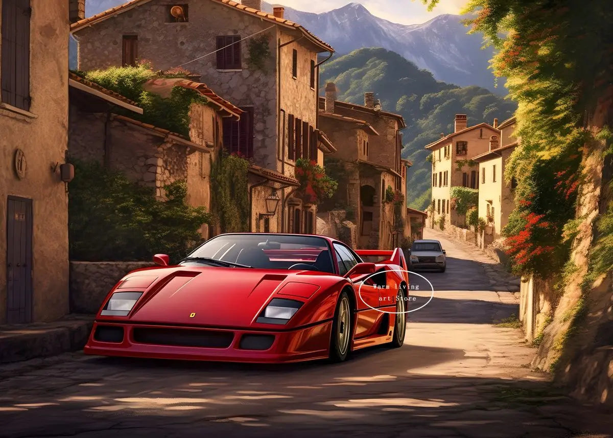Rot Schwarz Luxus Auto Ferraris-F40 Poster und Drucke Leinwand Malerei Wand Kunst Bilder Moderne Wohnzimmer Büro Wohnkultur