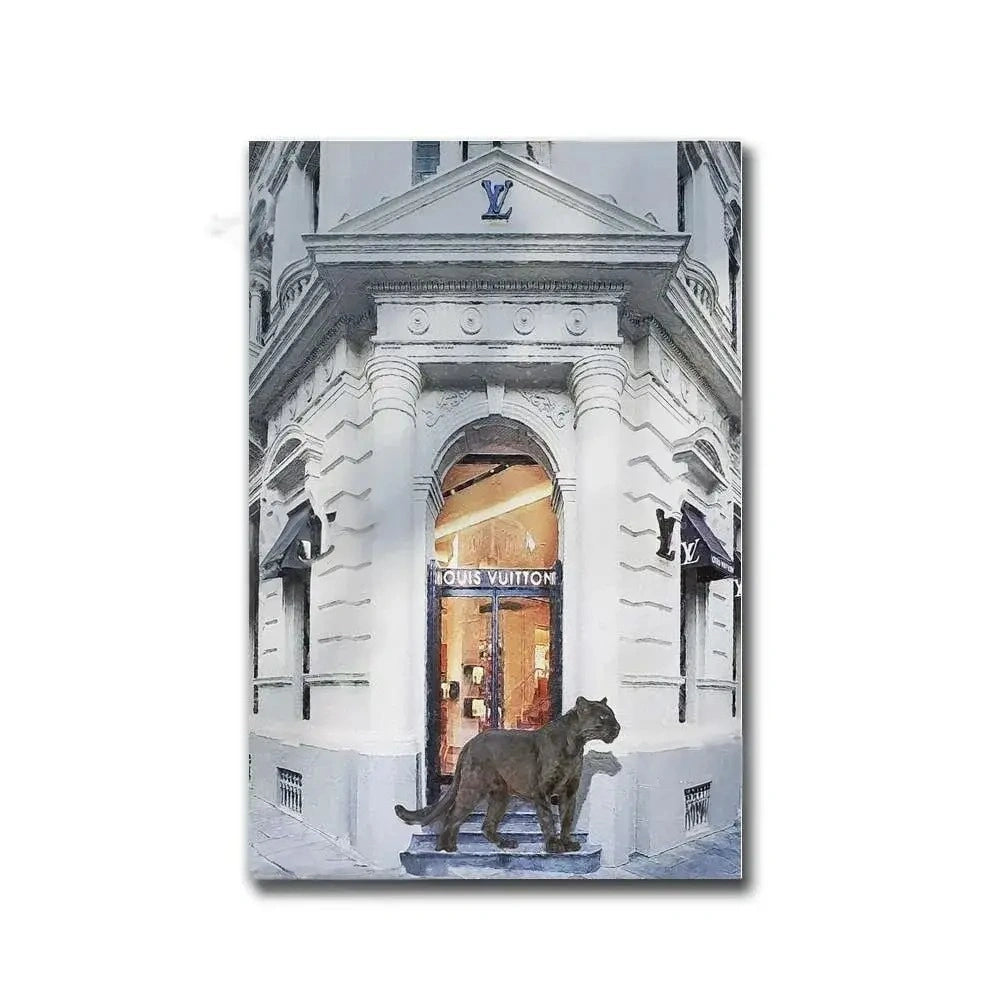 Louis Vuitton Panther Poster | Paris Fashion Tribute | Silhouettes & Skylines Art Decor