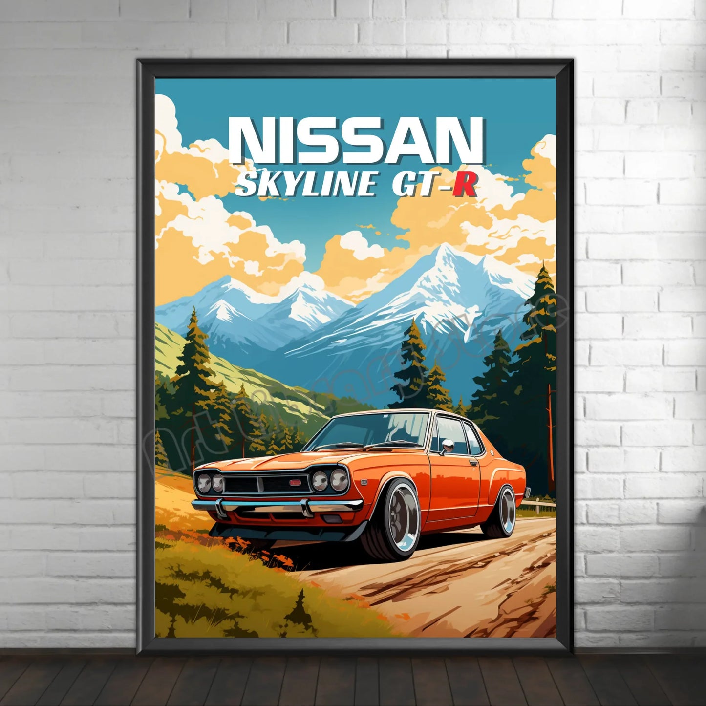 Retro Poster Canvas Painting Japanese Car 1990s Classic Car Nissan Skyline GT-R R34 Wall Art Pictures Home Interior Decor