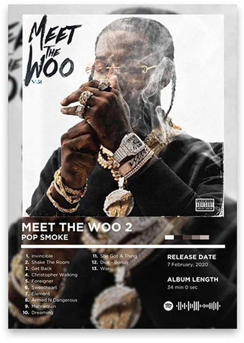 Meet The Woo 2 | Pop Smoke Poster | Iconic Rap Album Art | Hip Hop Decor | Rhyme Legends Collection