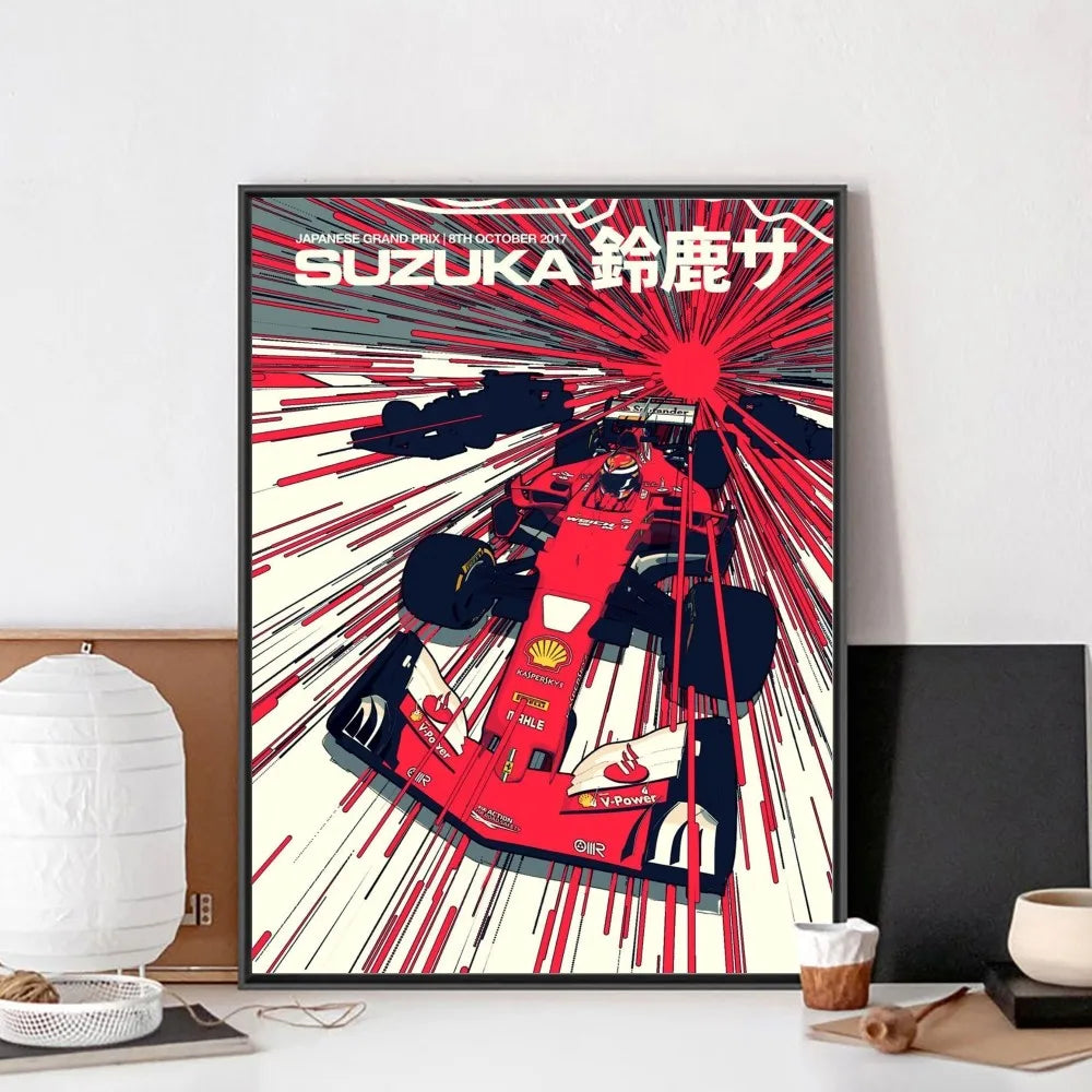 Vintage 80er Jahre Auto F1 Racing Kein Rahmen Poster Kraft Club Bar Papier Vintage Poster Wand Kunst Malerei Schlafzimmer Studie Aufkleber