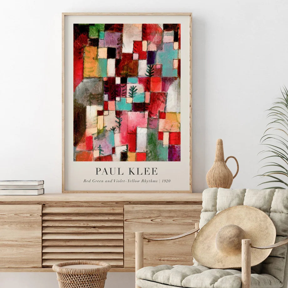 Paul Klee | Rot-Grün- und Violett-Gelb-Rhythmen | Abstraktes Kunstposter | Farbenfrohe Wanddekoration | Künstlerischer Druck | Heimdekoration