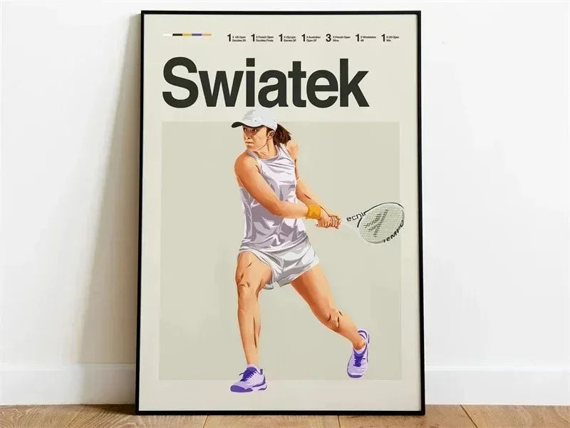 Legends of Tennis Poster | Aesthetic Modern Tennis Art | Iga Swiatek Decor Wall Art