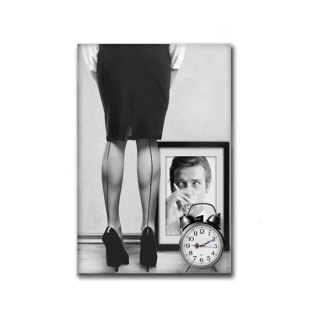 Roger Moore | Female Mystique Poster | Silhouettes and Skylines Artwork | Shopping in Paris | Tribute to Fashion Legends Wall Decor