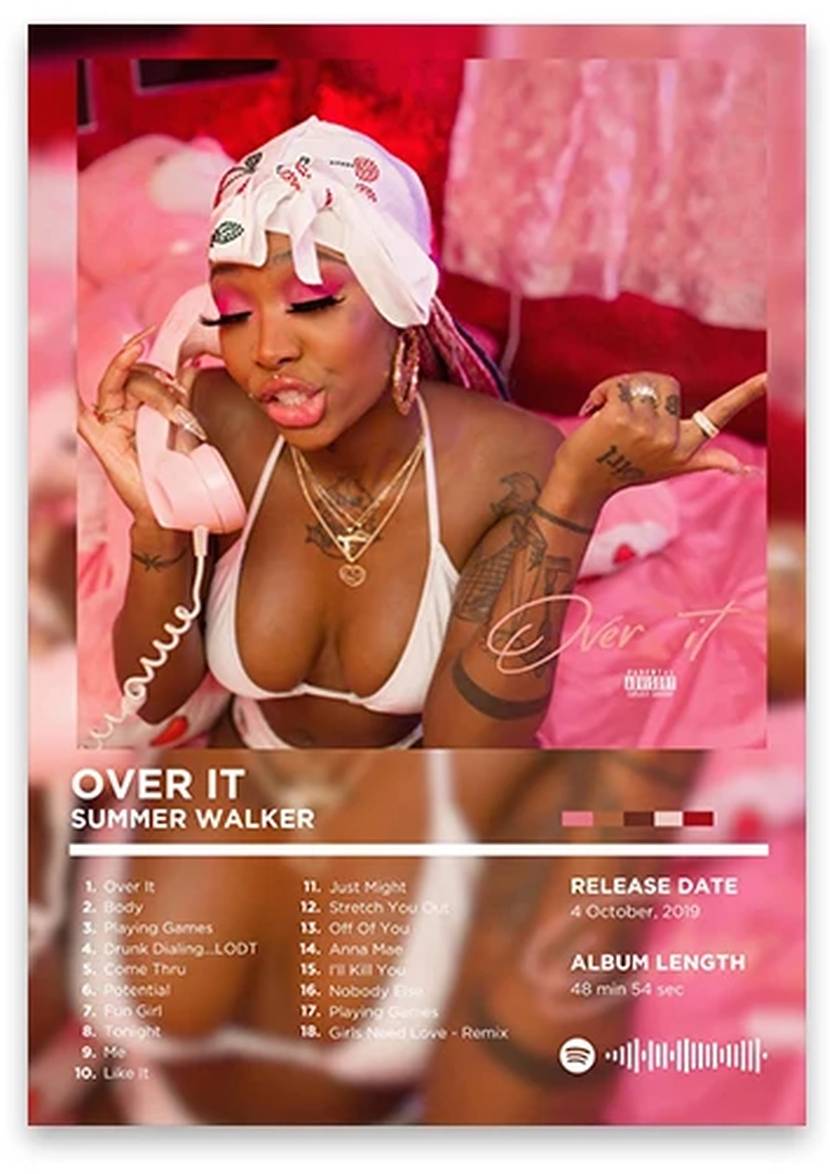 Summer Walker | Over It | Hip Hop Album Cover | Iconic Rap Poster Art | Rhyme Legends Collection | Home Decor