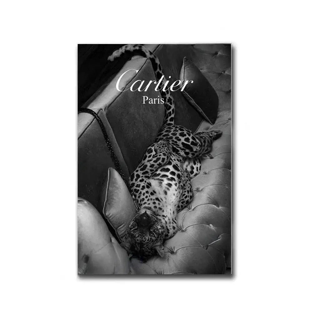 Cartier Poster | Jaguar Photoshoot | Silhouettes & Skylines Art | Paris Fashion Tribute | Wall Art Decor