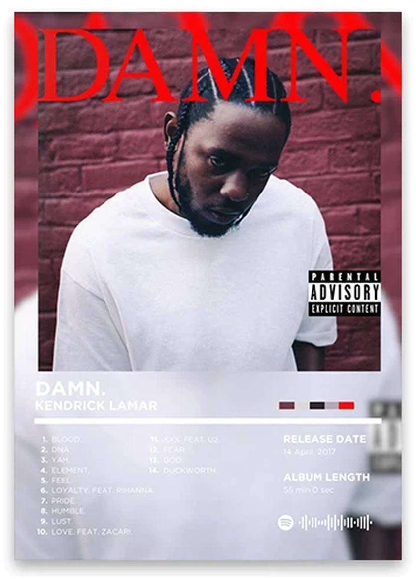 Kendrick Lamar Iconic Album Art Poster | DAMN. Rhyme Legends | Hip Hop Decor | Music Cover Artwork | Wall Display