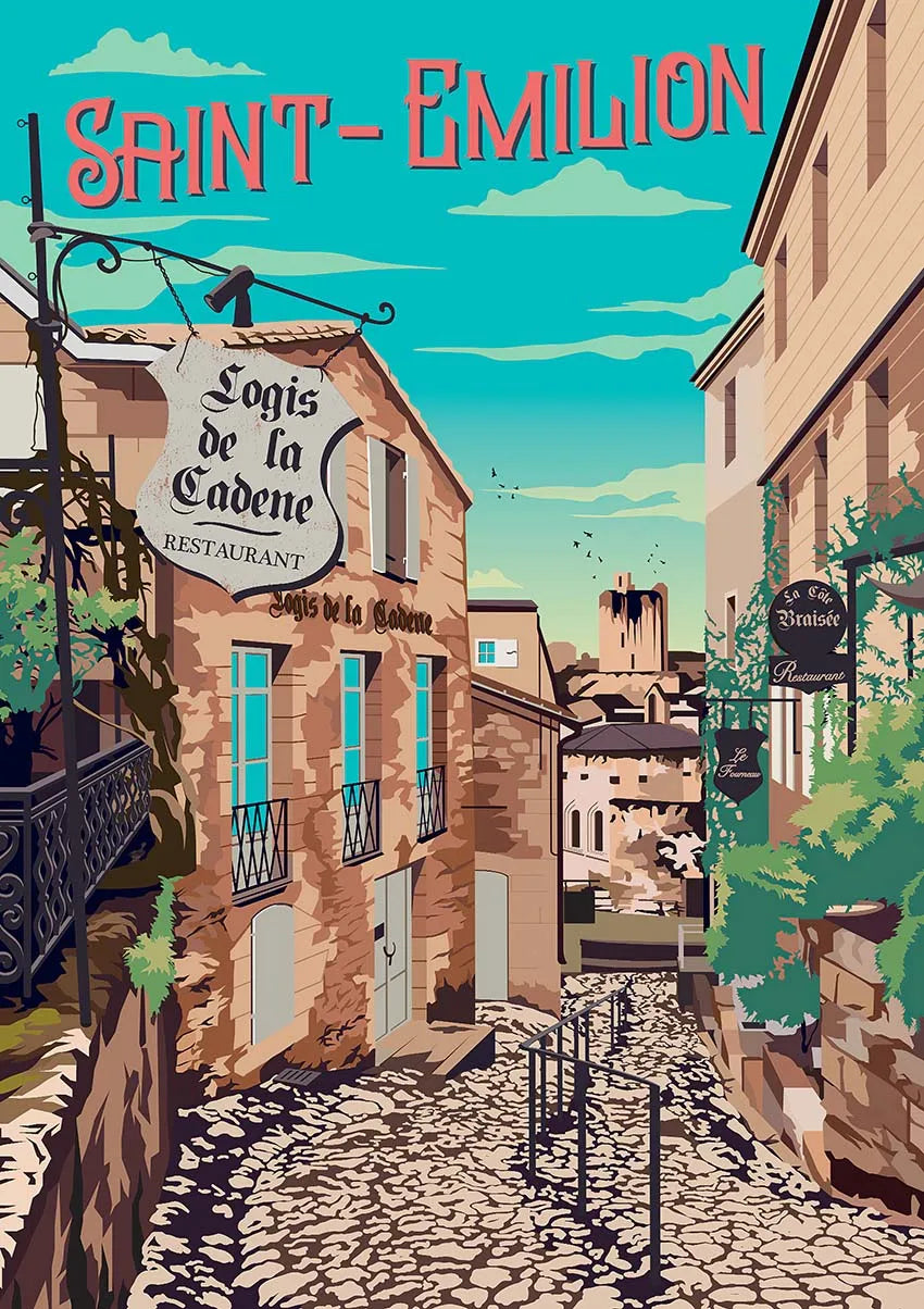 Saint-Emilion Poster | French Village Charm | France Art Print | Home Decor | Wall Art | Vintage Style