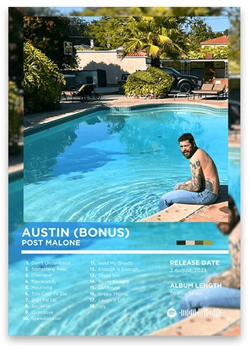 Austin Poster | Post Malone Art Print | Rhyme Legends Series | Iconic Hip Hop Album Cover | Music Wall Decor | Art Collection Piece