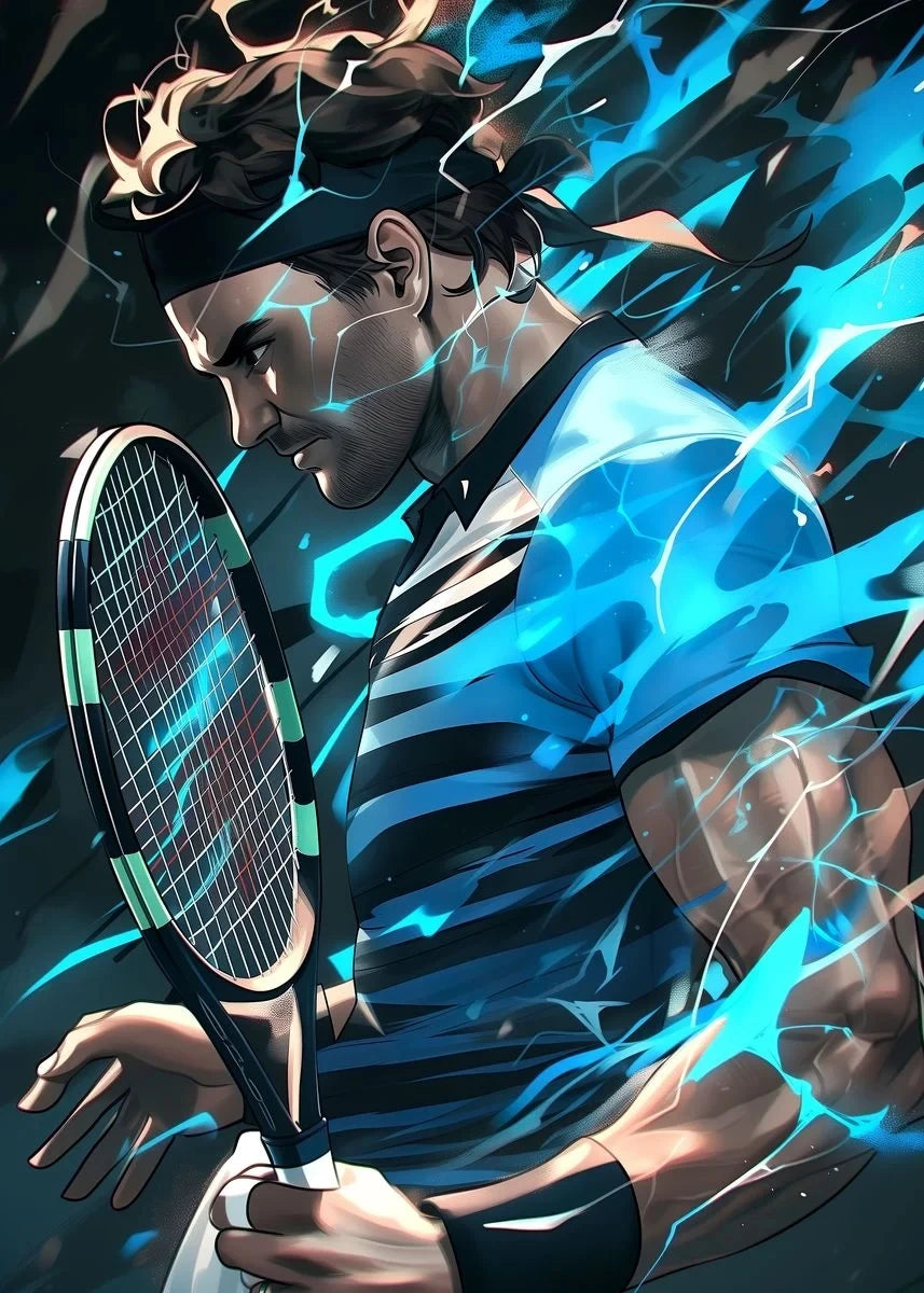 Roger Federer Poster | Tennis Legend | Dynamic Tribute Art | Celebrating Passion, Power & Achievement | Iconic Athlete Decor