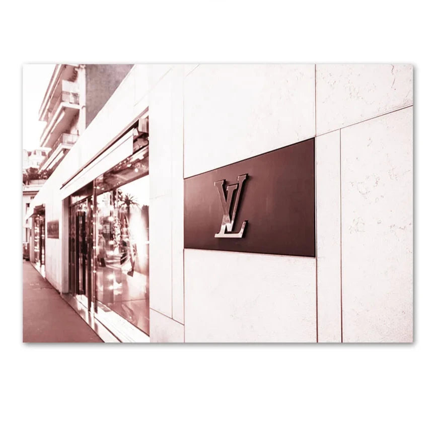 Luxury Shopping Storefront | Louis Vuitton Poster | High Class Fashion Art Print Decor