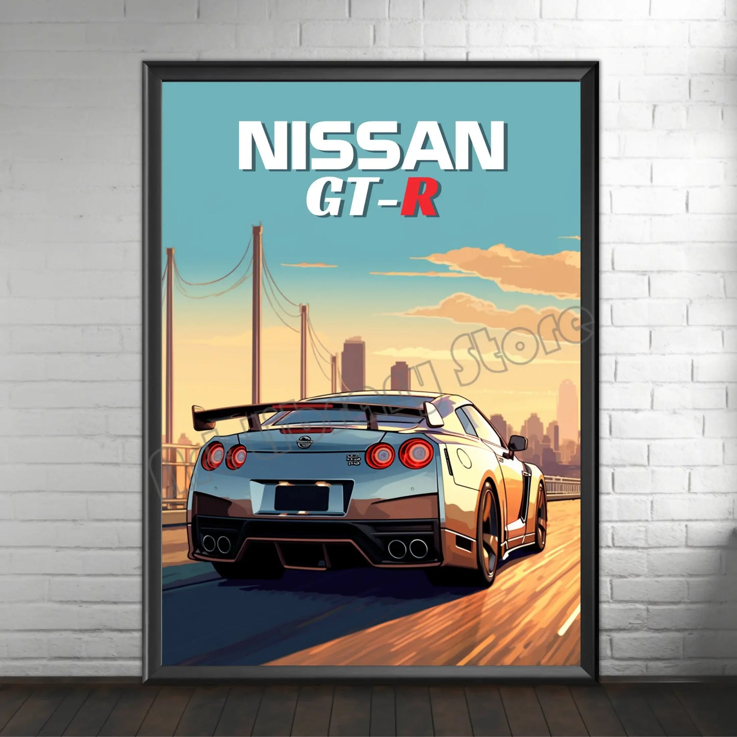 Retro Poster Canvas Painting Japanese Car 1990s Classic Car Nissan Skyline GT-R R34 Wall Art Pictures Home Interior Decor