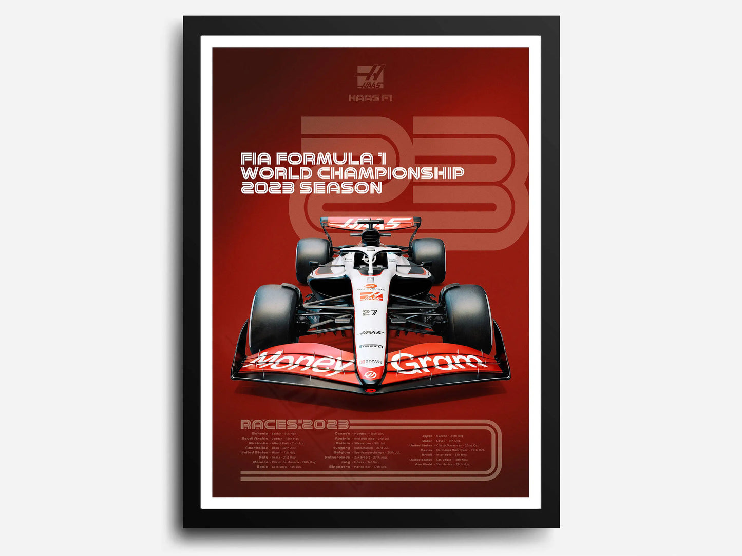 Haas F1 Team Poster | Kevin Magnussen & Nico Hulkenberg | FIA Formula 1 2023 Season Wall Art | Racing Decor