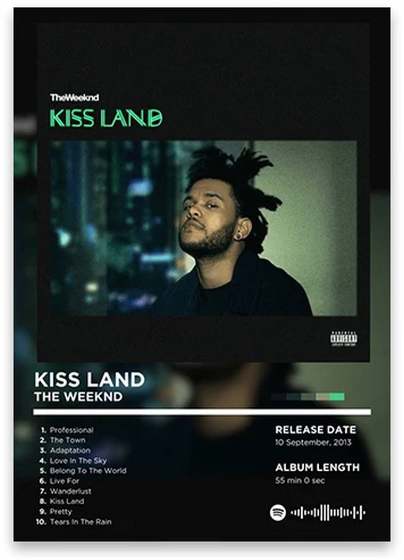 Kiss Land Poster | The Weeknd Album Art Print | Iconic Rhyme Legends | Hip Hop Decor | Music Album Cover Display