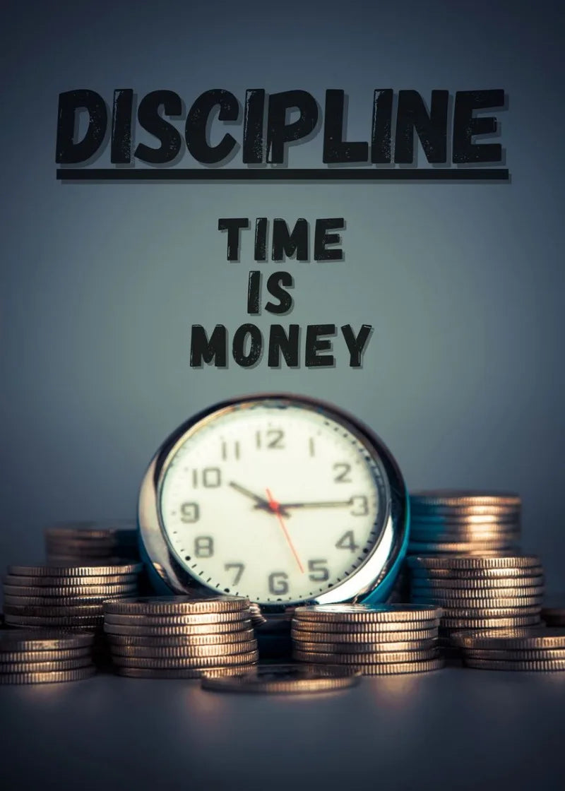 Discipline Time is Money Poster Motivational Clock and Money Art | Home Decor | Decoration Poster