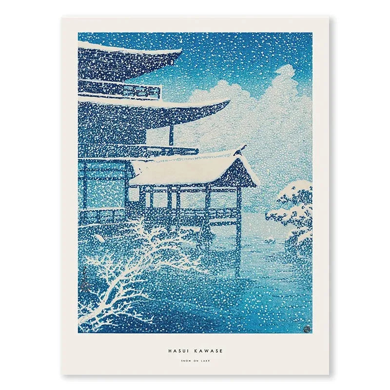 Hasui Kawase Poster | Snow on Lake | Ukiyo-e Japanese Art Print | Vintage Winter Landscape Artwork