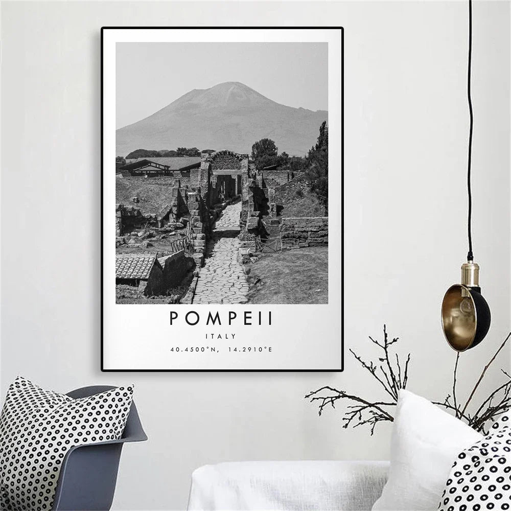 Pompeii Ruins | Historical Italy Landscape | Vintage Travel Poster Art | Ancient City Decor | Wall Art Print
