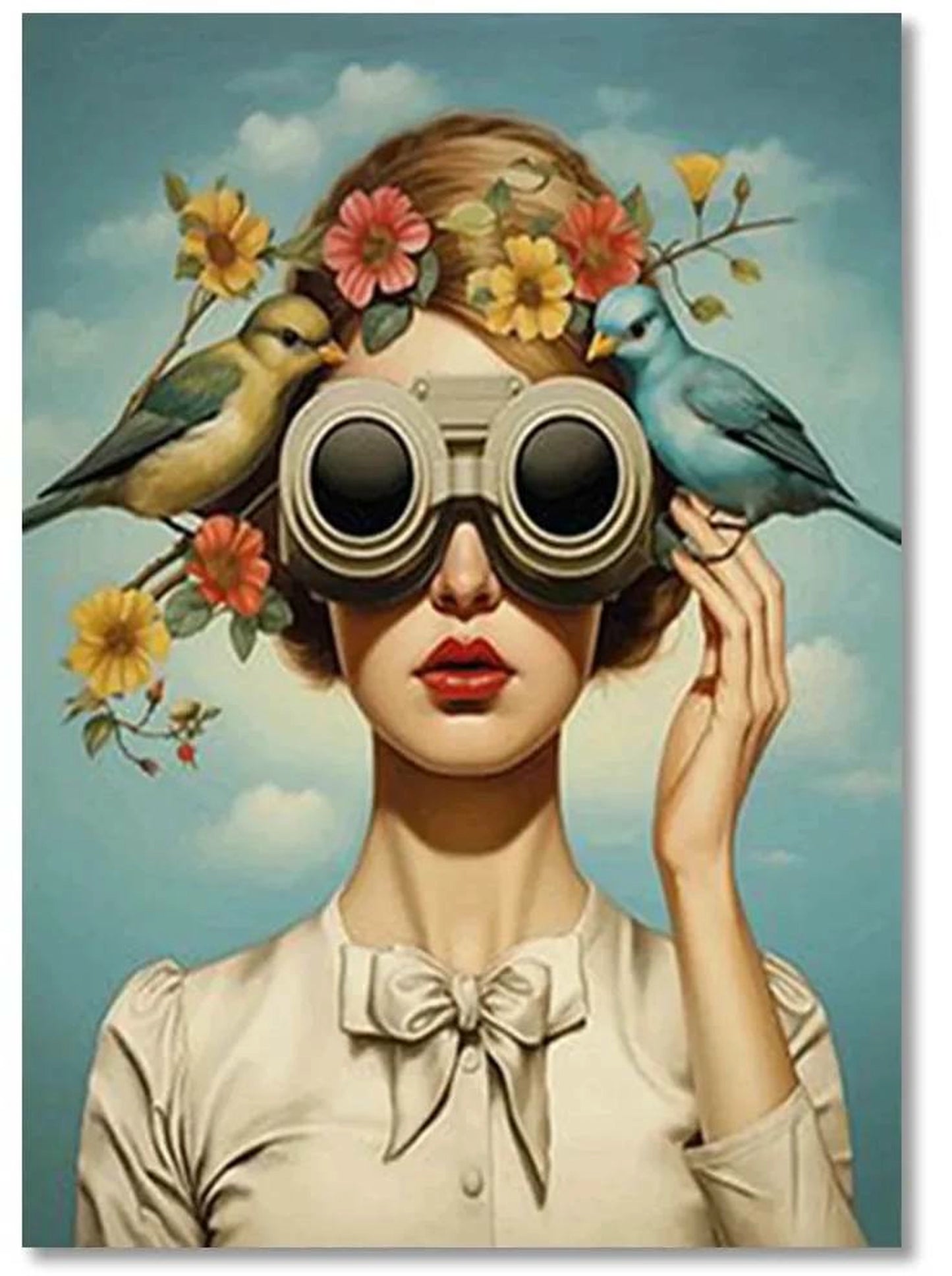 Floral Female Poster | Nature's Watchful Eyes | Flower Hat Art | Mind Blossoms Wall Decor | A Woman's Nature