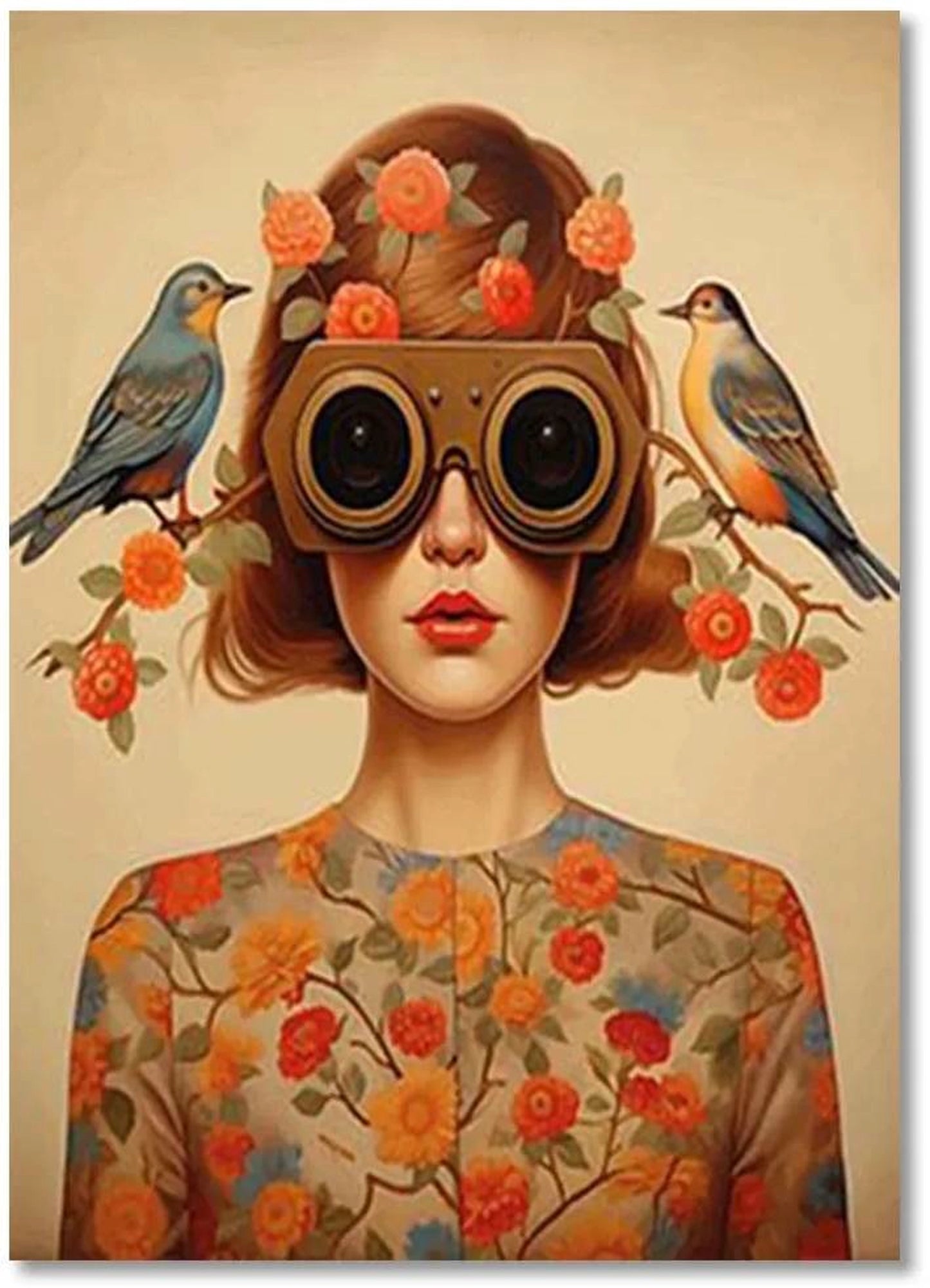 Floral Serenity Poster | Flower Hat Art | Mind Blossoms Artwork | Feminine Floral Nature Decor