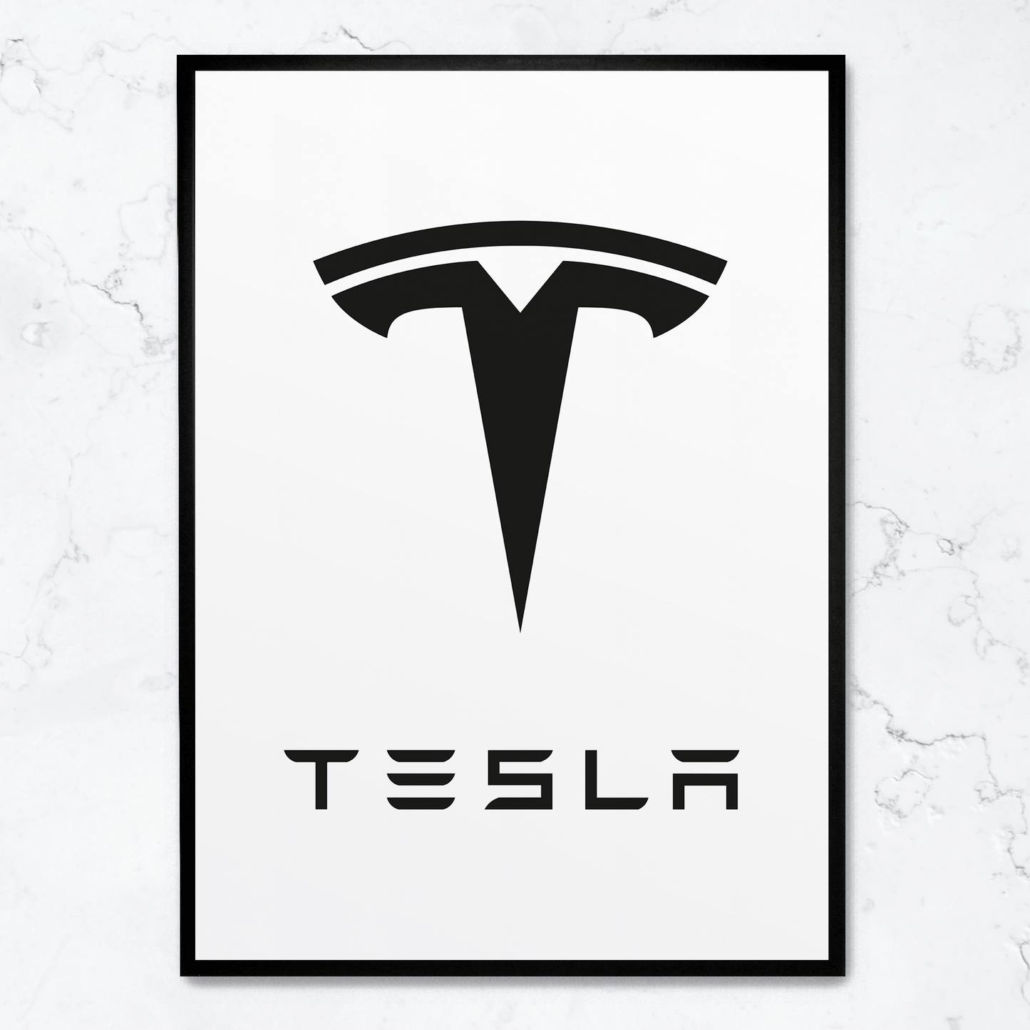 Tesla-Logo-Poster | Dekorative Wandkunst | Wohndekor | Geschenk für Elektroauto-Enthusiasten | Modernes Design