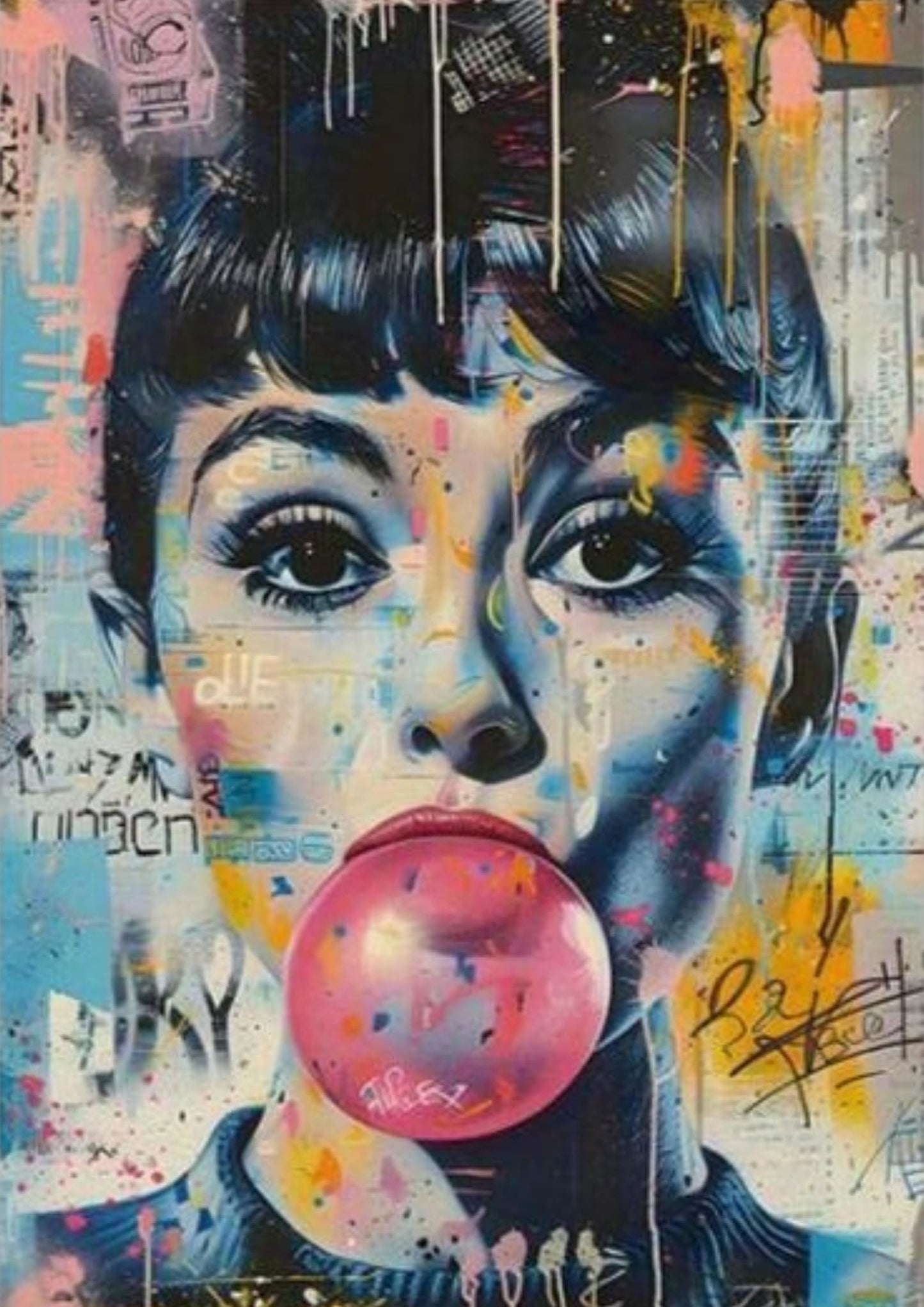 Bubbelgum Blazende Vrouw | Levendige Pop Kunst