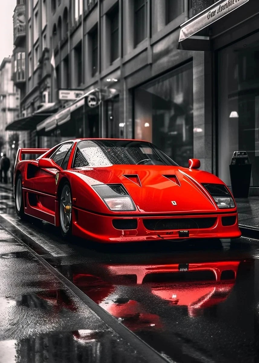 Rot Schwarz Luxus Auto Ferraris-F40 Poster und Drucke Leinwand Malerei Wand Kunst Bilder Moderne Wohnzimmer Büro Wohnkultur