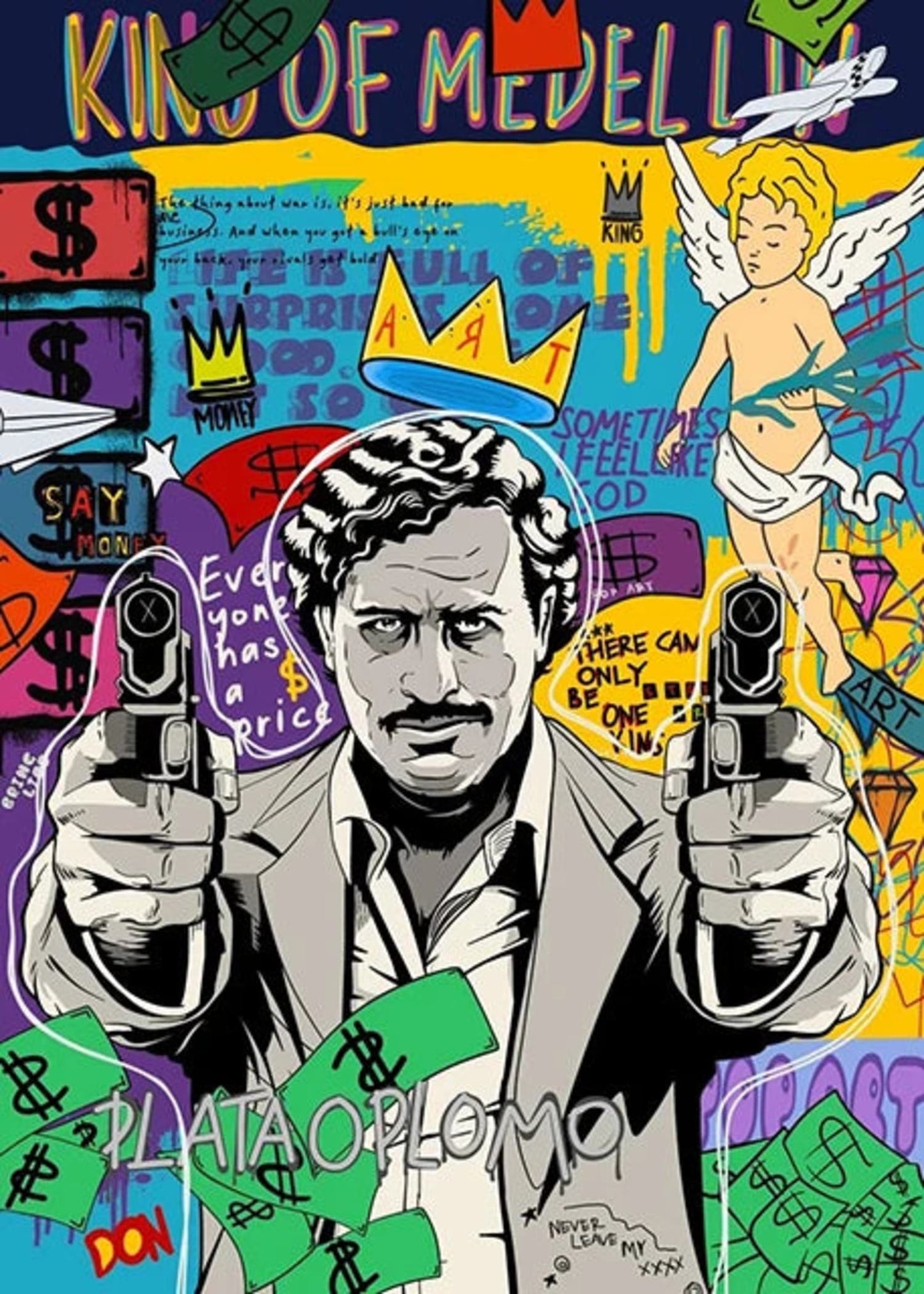Graffiti-Pop-Art-Poster | Straßenfilm Scarface | Abstraktes Porträt von Mona Lisa | Dekoratives Wandbild für Zuhause