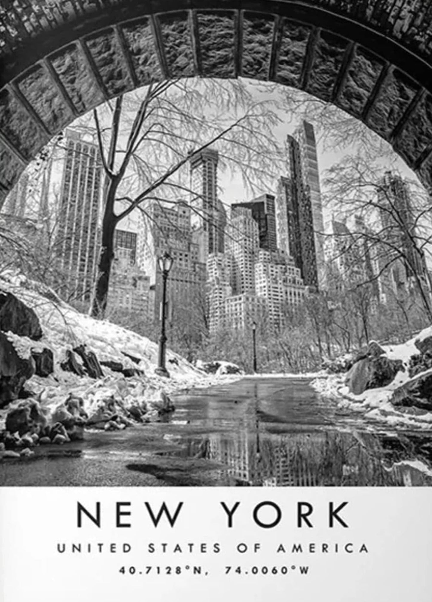 Winterwunderland | Central Park Bridge Poster | New York City Landschaftskunst | USA Landschaft