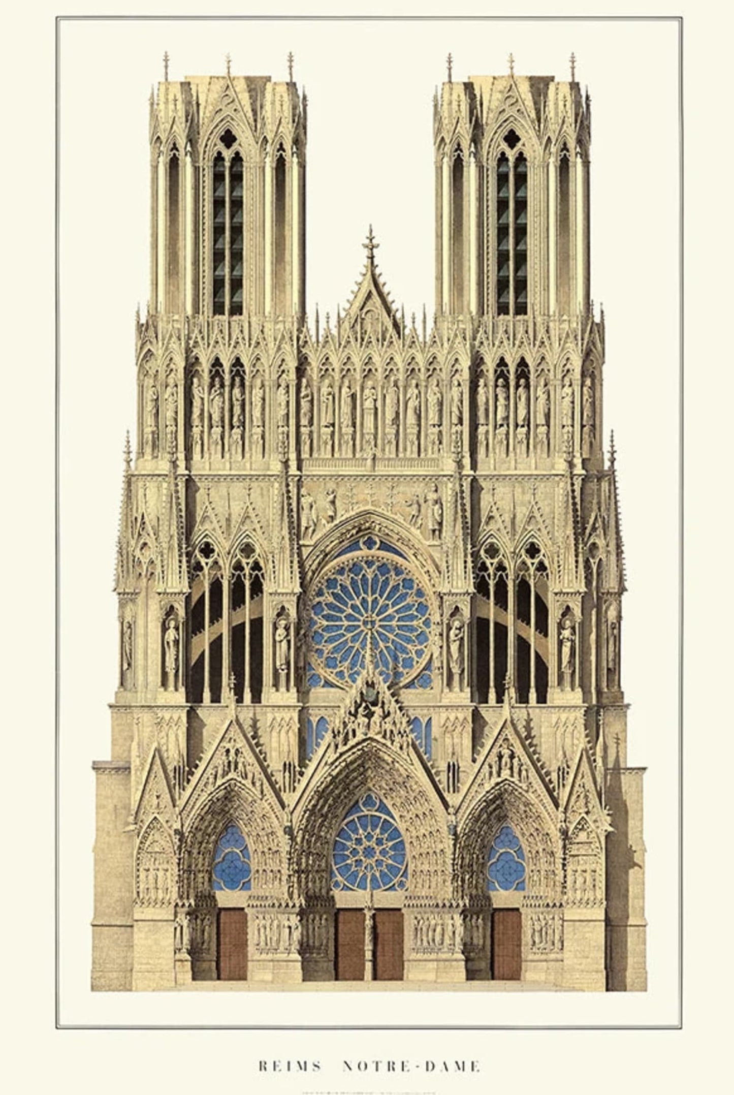 Kathedrale von Reims | Reims | Frankreich | Majestätische gotische Architektur | Französische religiöse Architektur | Poster mit historischen Gebäuden