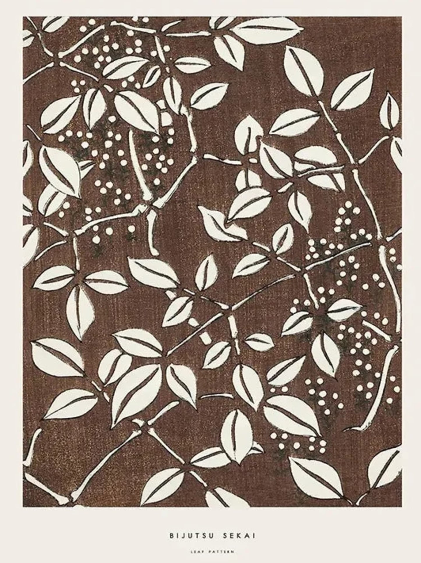Bijutsu Sekai | Leaf Pattern | Ukiyo-e Style Poster | Japanese Art Print | Wall Decor