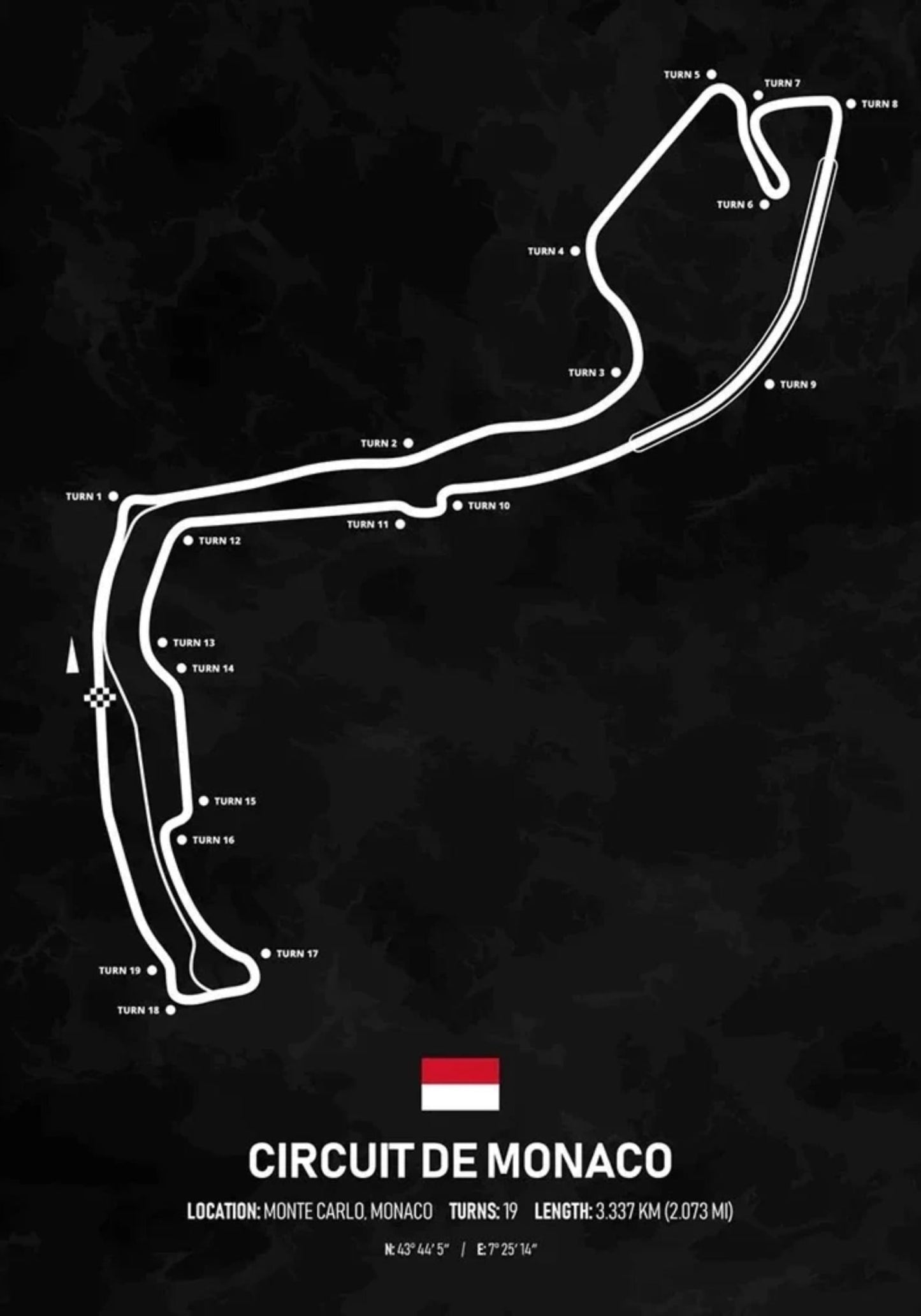Formel-1-Poster Circuit de Monaco | Monaco | Monte Carlo | Kultige Grand-Prix-Strecke von Monaco | Luxuriöse F1-Straßenrennstrecken-Poster