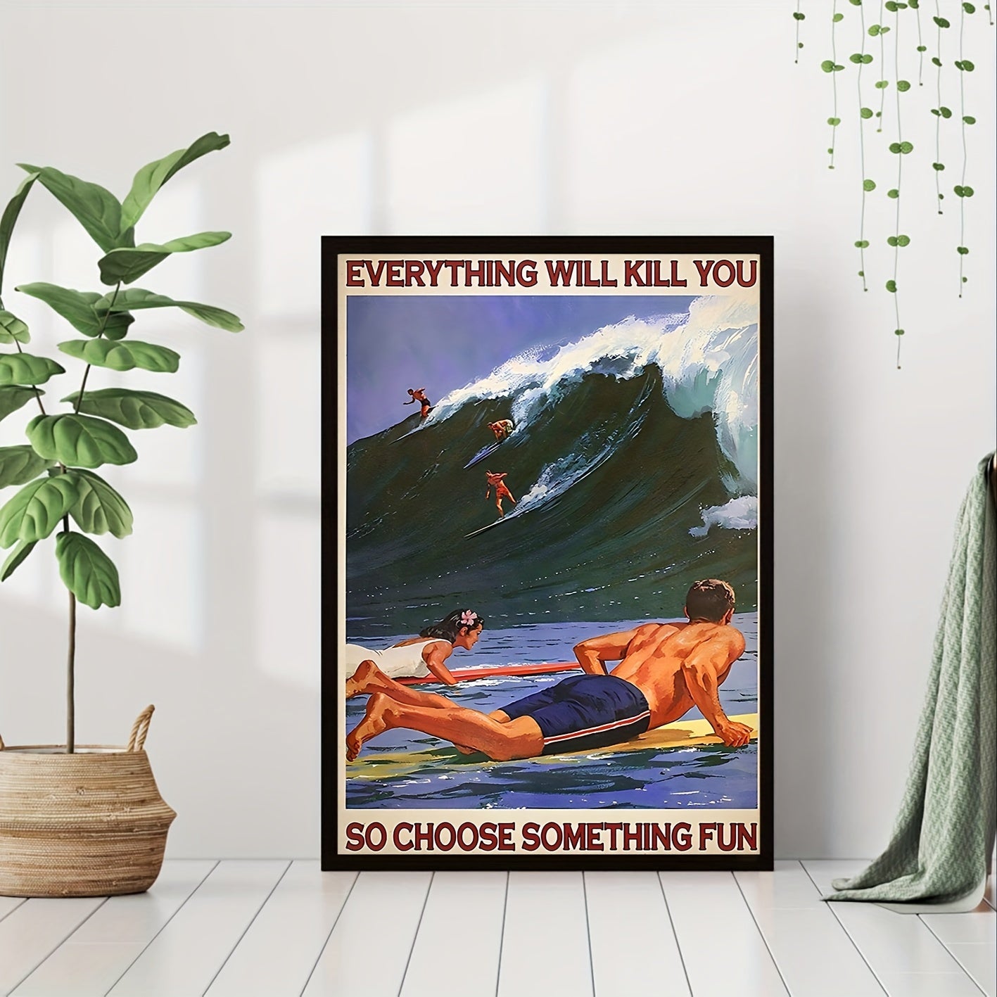 Vintage Surf Vibes Poster | Wähle etwas Lustiges | Retro Ozean Kunst Dekor