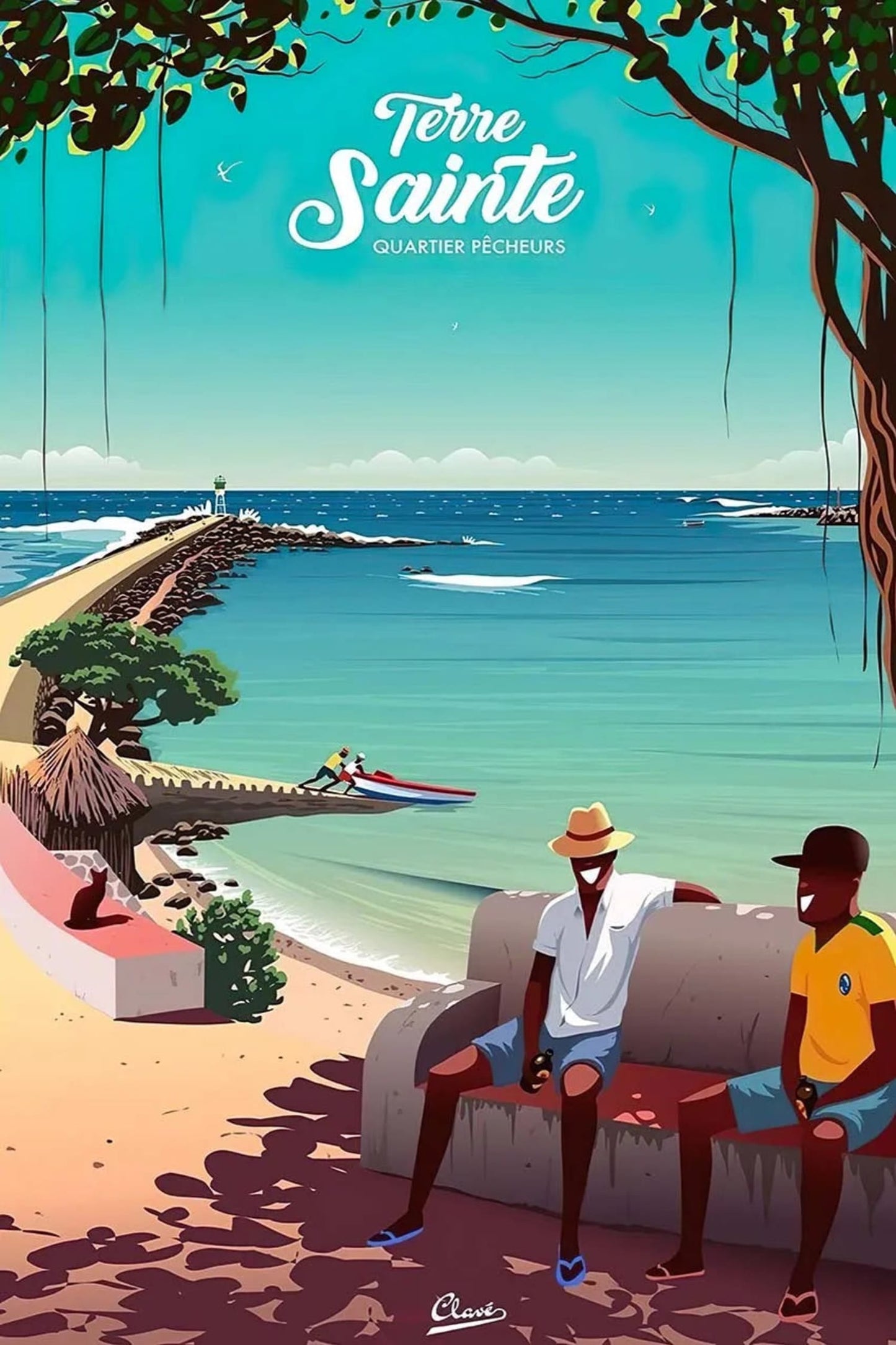 Quartier Pêcheurs Poster | Terre Sainte | French Beach Culture Art | Coastal France Scene Print | Local Charm Wall Decor