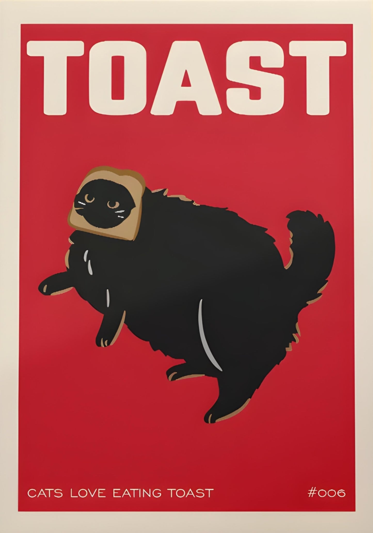 Vintage Grote Kat Keuken Kunst | Rode Toast