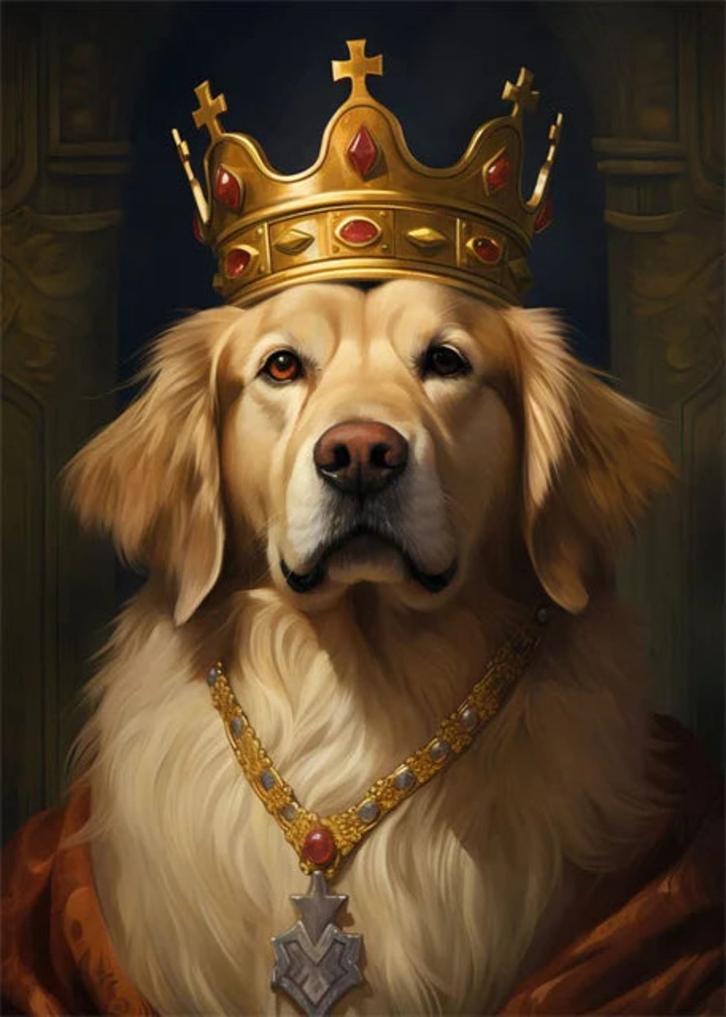 Kingly Domain Poster | Golden Retriever | Nobility and Elegance Under the Crown | Canine Art Decor