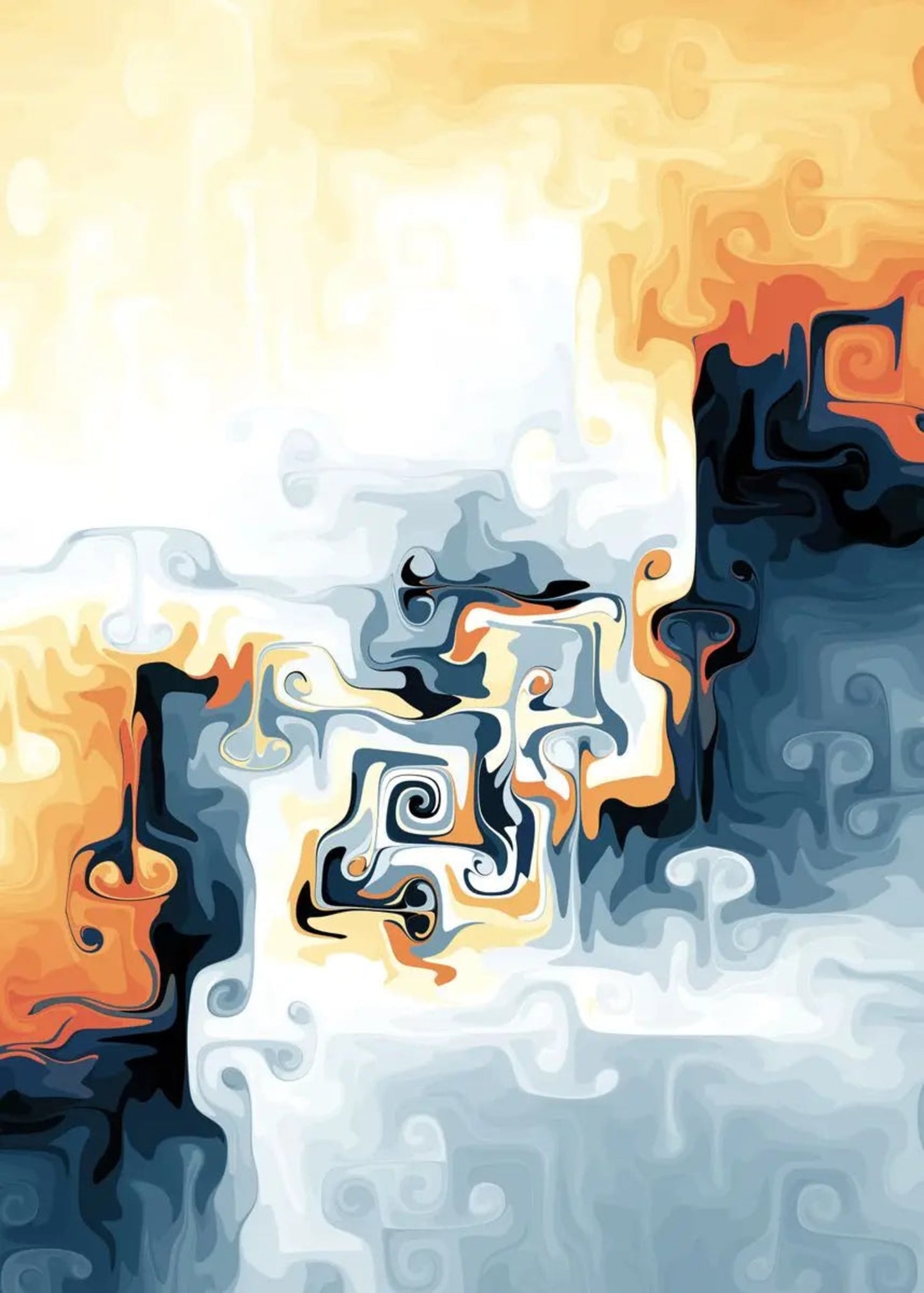 Zwischen den Welten | Abstraktes Kunstposter | Wanddekoration mit Farbkontrasten | Wohndekor-Kunstwerk | Moderner Druck