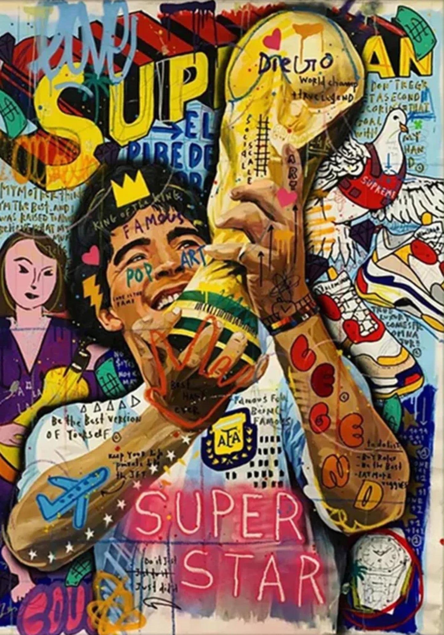 Graffiti Muurschildering | Diego Maradona | Voetbalsymbool