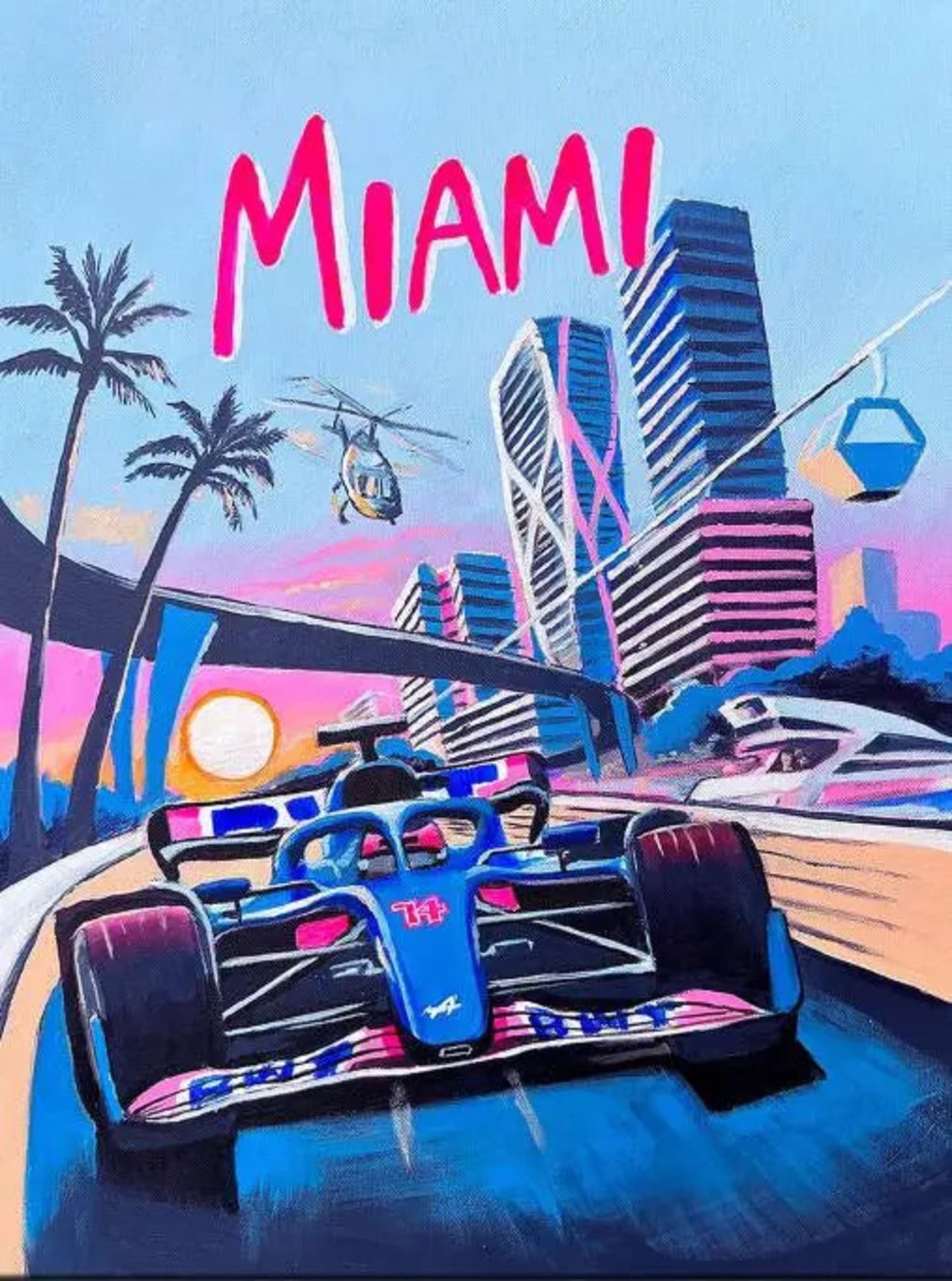 Miami F1 Racing Poster | Lebendiges und dynamisches Formel-1-Erlebnis | Wandkunst-Dekor