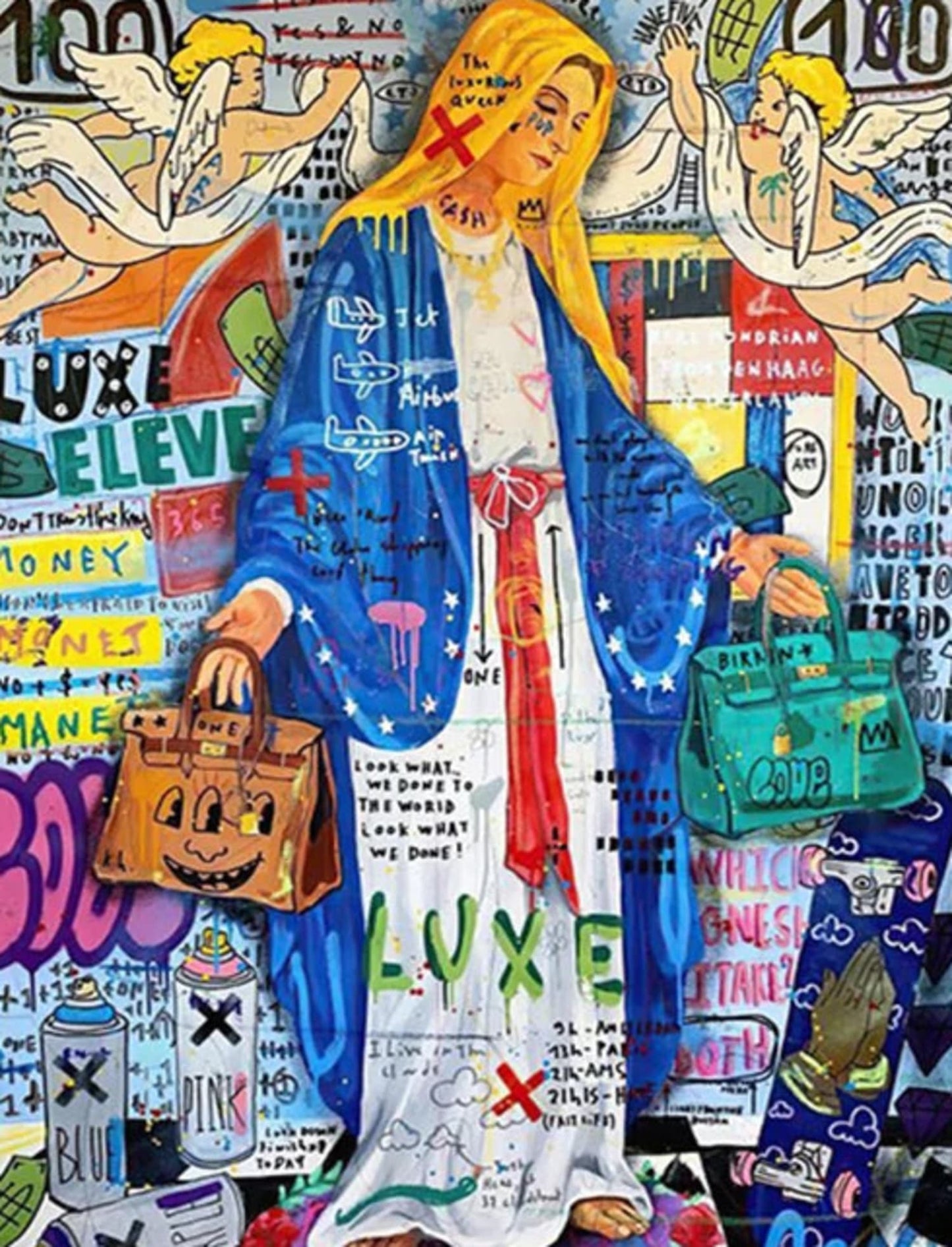 Abstraktes Pop-Art-Poster | Graffiti-Porträt der Königin von England | Leinwand-Wandkunst für die Wohnzimmerdekoration
