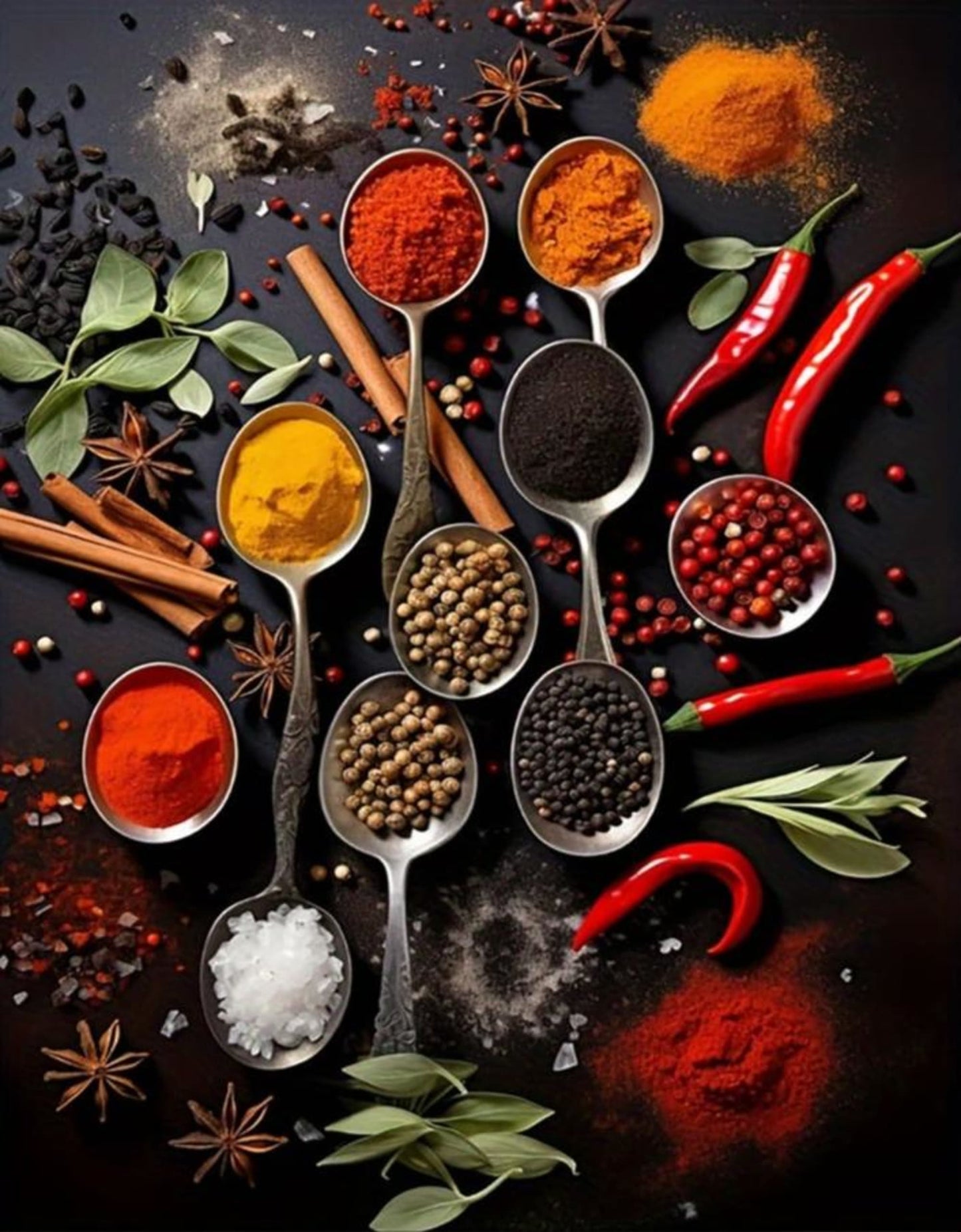 Löffel voller Gewürze | Vintage-Küche