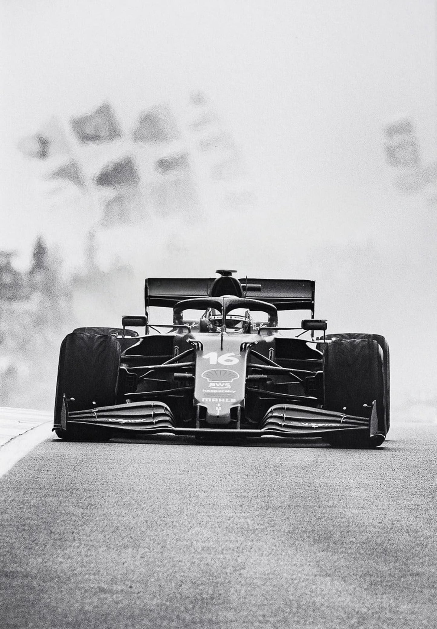 Poster | Schwarz-weißer Vintage F1 Monaco Rennsportwagen | Wandkunst Leinwandgemälde | Wohndekoration