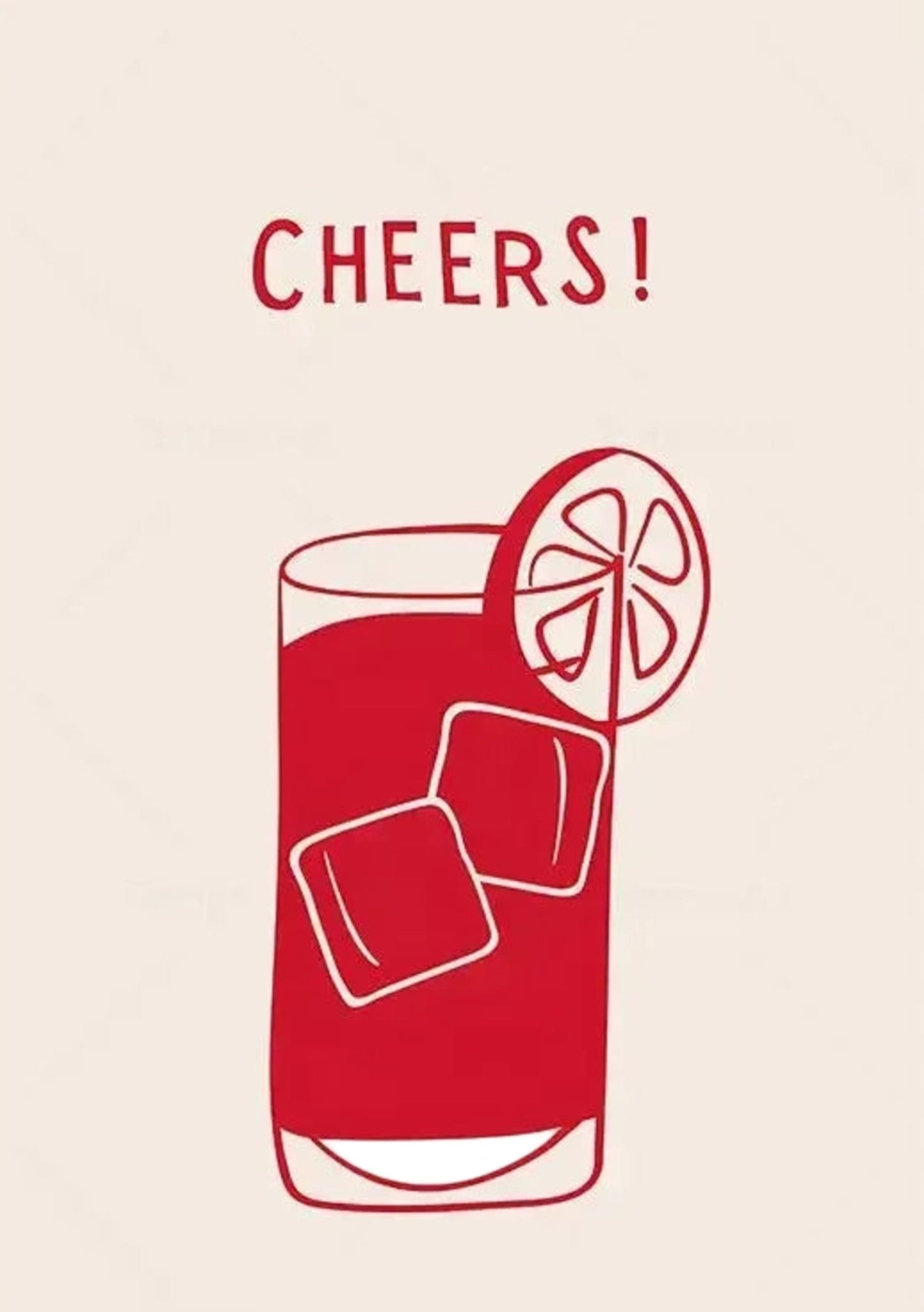 Hand Drawn Minimalist Poster | Cheers Themed | Decorative Wall Art | Living Room Decor | Modern Design | Home & Garden Artwork