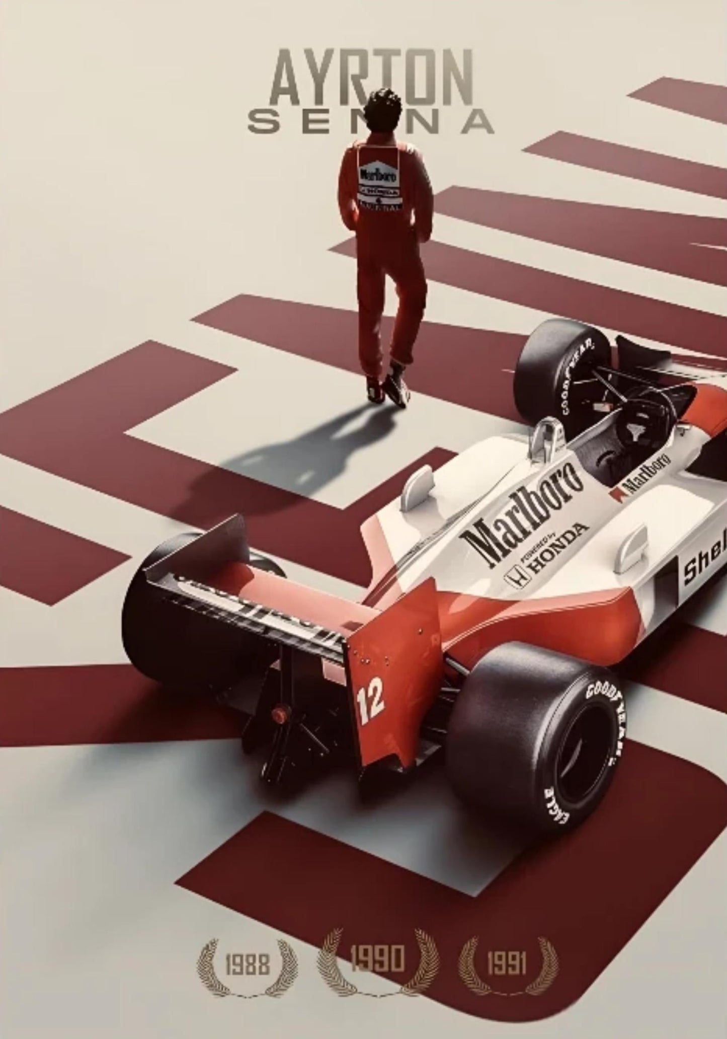 Poster der Rennsportlegende Ayrton Senna | Kunstwerk zur Heimdekoration | Wohnzimmer | Schlafzimmer | Eingang | Bar | Café